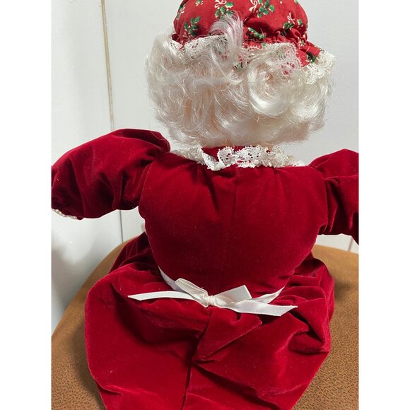 VINTAGE Mrs Claus Plush by Matrix Industries Velvet Red Dress Sits Christmas - Picture 5 of 8